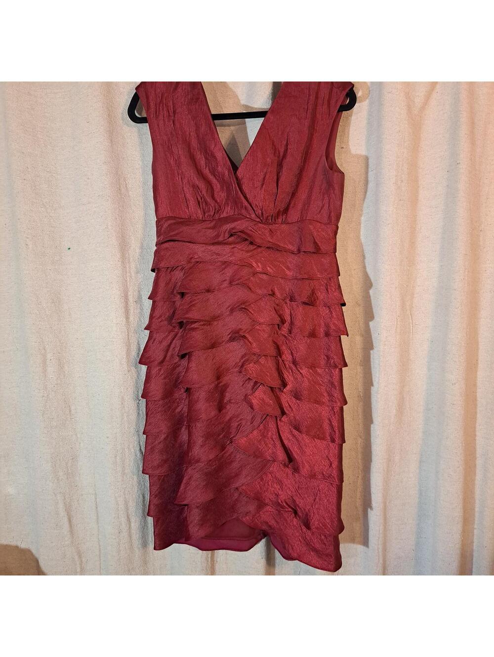 London Style Red Tiered Ruffle Dress Size 10